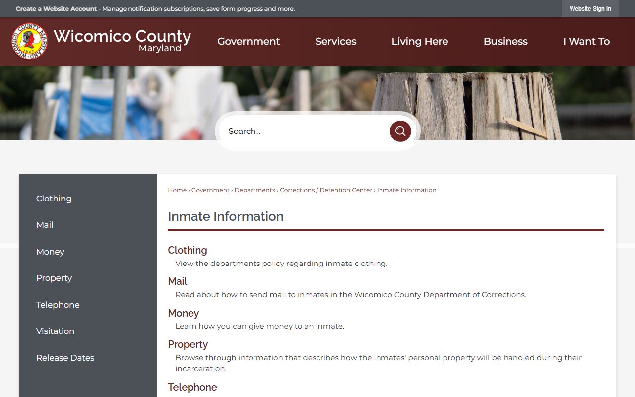 Wicomico County inmate information hub for jail population services